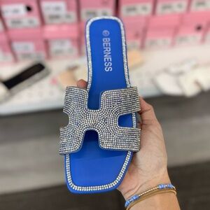 Blue Rhinestone Sandals